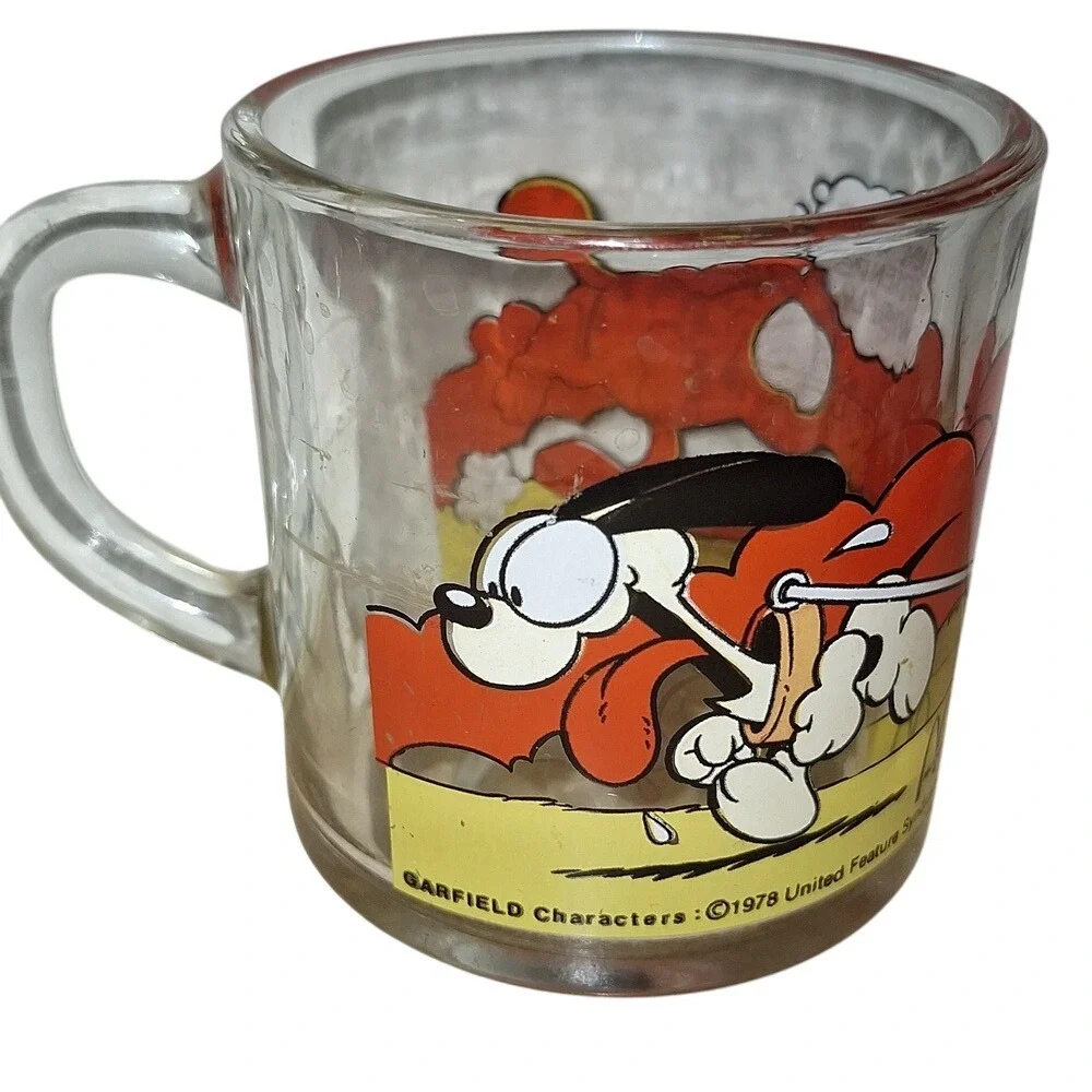 Vintage‎ 1978 McDonald's Garfield Odie Glass Mug Use Your Friends Wisely Cup